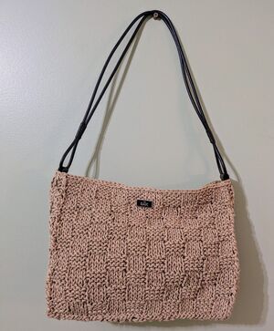 The Sak Beige Taupe Khaki Shoulder Bag Woven Crochet Tan